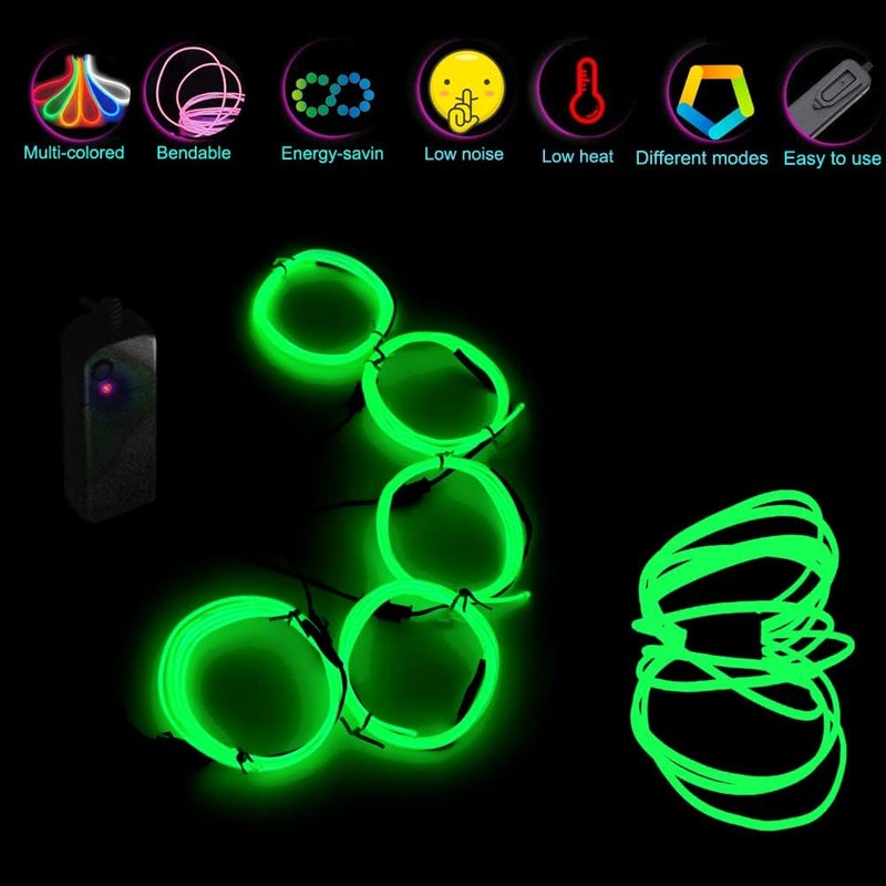TiTiToo Neon Light 5-in-1 Meter Wire,Portable Battery Pack with Decorative Wire, Suitable for Birthday Parties, Thanksgiving, and Other Occasions (Lime Green) - Image 2